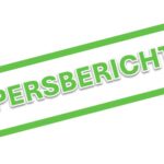 Groene stempelvorm met het woord 'Persbericht' in hoofdletters.